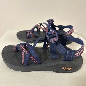Chaco Z/Cloud Sandals Women’s 9 Navy Orange Strappy Hiking Comfort